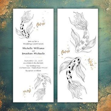 elegant japanese koi fish wedding invitation