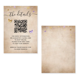 Small Elegant Light Purple Gold Butterfly Rsvp Qr Code Enclosure Invitations Front View