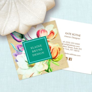 elegant magnolia watercolor floral business invitations