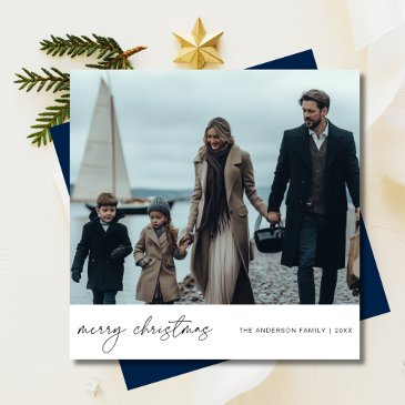 elegant merry christmas nautical family photo blue holiday invitations