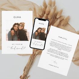 Small Elegant Message Budget Be My Bridesmaid Ask Invitations Front View