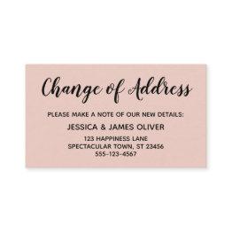 Small Elegant, Minimal Change Of Address Blush Pink Enclosure Invitations Front View