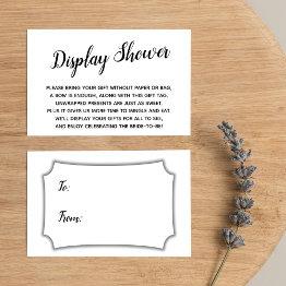 Small Elegant, Minimal No Wrap Bridal Shower Gift Invitations Front View