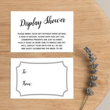 elegant, minimal no wrap bridal shower gift invitations