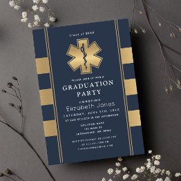 Small Elegant Minimal Paramedic Graduation Party Invitation Front View