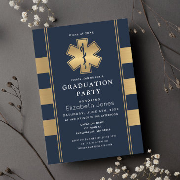 elegant minimal paramedic graduation party invitation