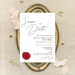 Small Elegant Minimal Red Wax Stamp Business Initials Invitation Front View