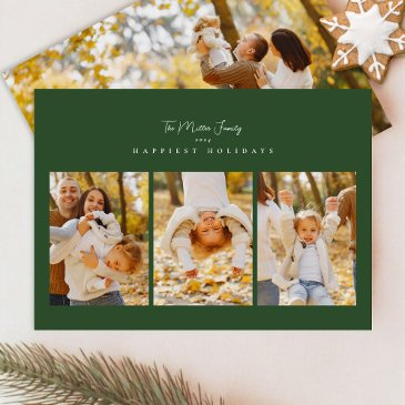 elegant minimalist 4 photo collage script happiest holiday invitations