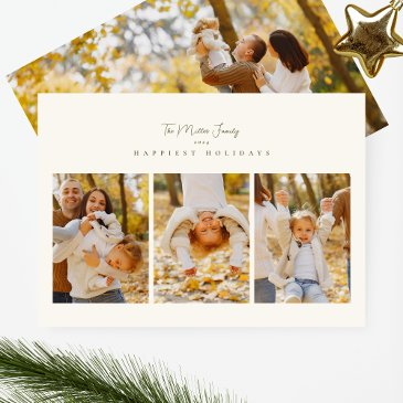 elegant minimalist 4 photo collage script happy holiday invitations