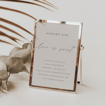 elegant minimalist dessert bar menu sign      invitation