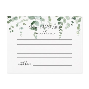 elegant minimalist eucalyptus wedding advice card