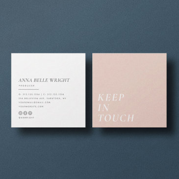 elegant | minimalist modern typography simple pink square business invitations