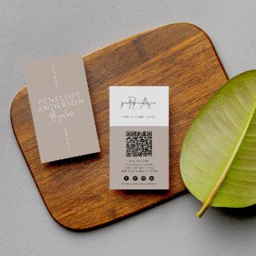 elegant minimalist neutral qr code boho modern business invitations