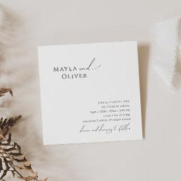 Small Elegant Minimalist Script Square Wedding Invitation Front View