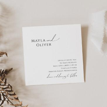 elegant minimalist script square wedding invitation