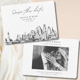 Small Elegant Modern Baltimore Save The Date Invitation Front View
