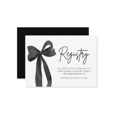 elegant modern black bow bridal shower registry enclosure invitations
