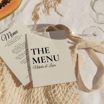 elegant modern black cream bold retro wedding menu