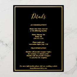 Small Elegant Modern Black Gold Details Enclosure Invitations Front View