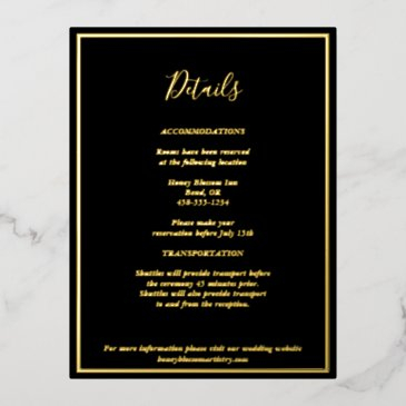 elegant modern black gold details enclosure invitations