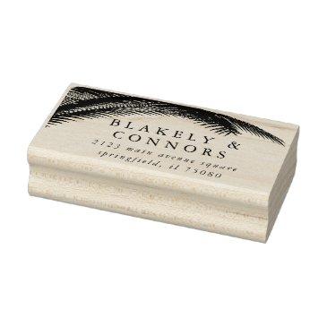 elegant modern botanical greenery wedding rubber stamp
