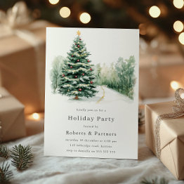 Small Elegant Modern Corporate Christmas Holiday Party Invitation Front View