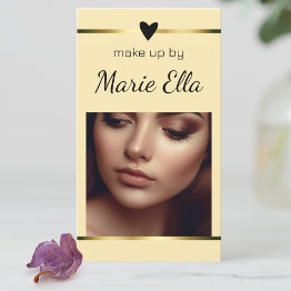 Small Elegant Modern Gold Heart Photo Qr Code Template Business Invitations Front View