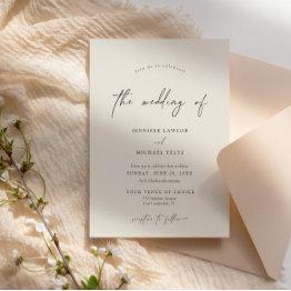 Small Elegant Modern Minimalist Wedding Invitation Front View
