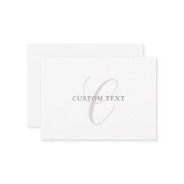 Small Elegant Modern Monogram | Grey & White (editable) Enclosure Invitations Front View