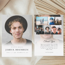 Small Elegant Modern Photo Sympathy Memorial Funeral Thank You Invitations Front View