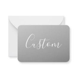 Small Elegant Modern White Script Writing Gray Gradient Note Invitations Front View