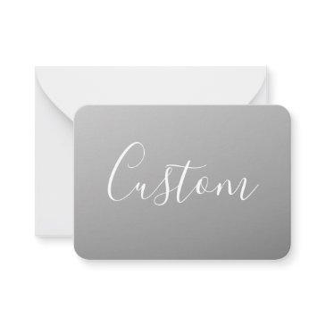 elegant modern white script writing gray gradient note invitations