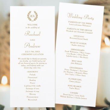 elegant monogram gold black white wedding program
