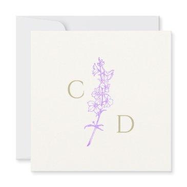 elegant monogram lavender larkspur floral invitation