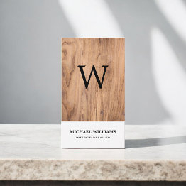 Small Elegant Monogram Wood Professional Business Invitations Front View