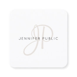 Small Elegant Monogrammed Modern Design Chic Template Square Business Invitations Front View