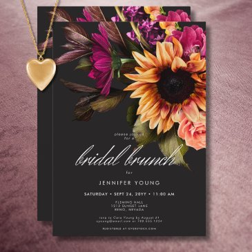 elegant moody vibrant sunset floral bridal brunch invitation