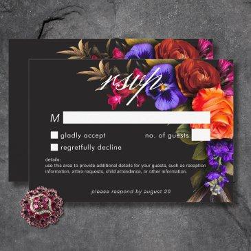 elegant moody vibrant sunset floral no dinner rsvp invitations