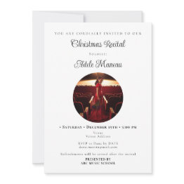 Small Elegant Music School Student Photo Recital Invitation Front View