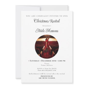 elegant music school student photo recital invitation