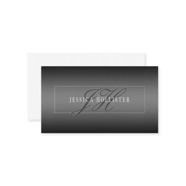 elegant name & monogrammed initials | black & grey enclosure invitations