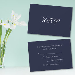Small Elegant Navy Blue Party Reply Rsvp Invitation Invitations Front View