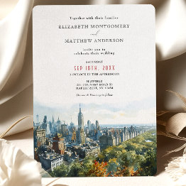 Small Elegant New York City Skyline Wedding Invitation Front View