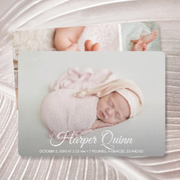 Small Elegant Newborn Photo Collage Birth Announcements Front View