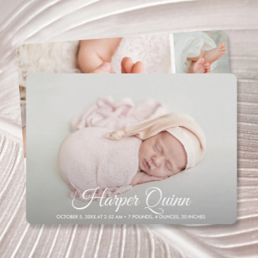 elegant newborn photo collage birth announcements