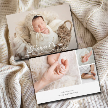 elegant newborn photo collage birth announcements