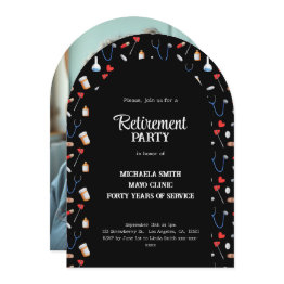 Small Elegant Nurse Retirement Photo Arch Invitation Front View