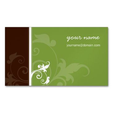 elegant organic simple foliage verve brown green magnetic business invitations