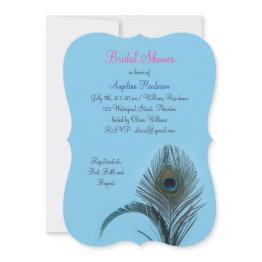 Small Elegant Peacock Bridal Shower (turquoise) Invitation Front View