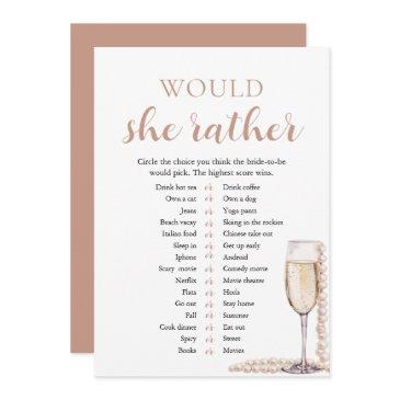 elegant pearls and prosecco would she rather game invitation